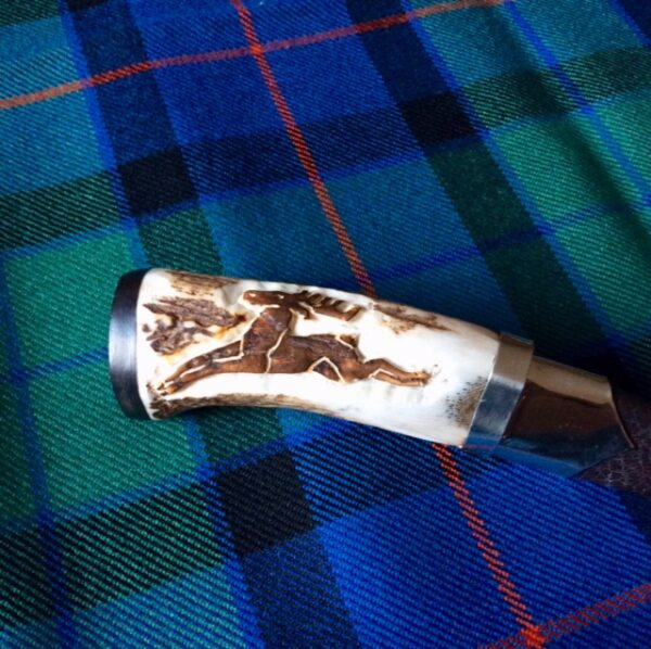 Carved Antler Sgian Dubh - Scottish Running Stag