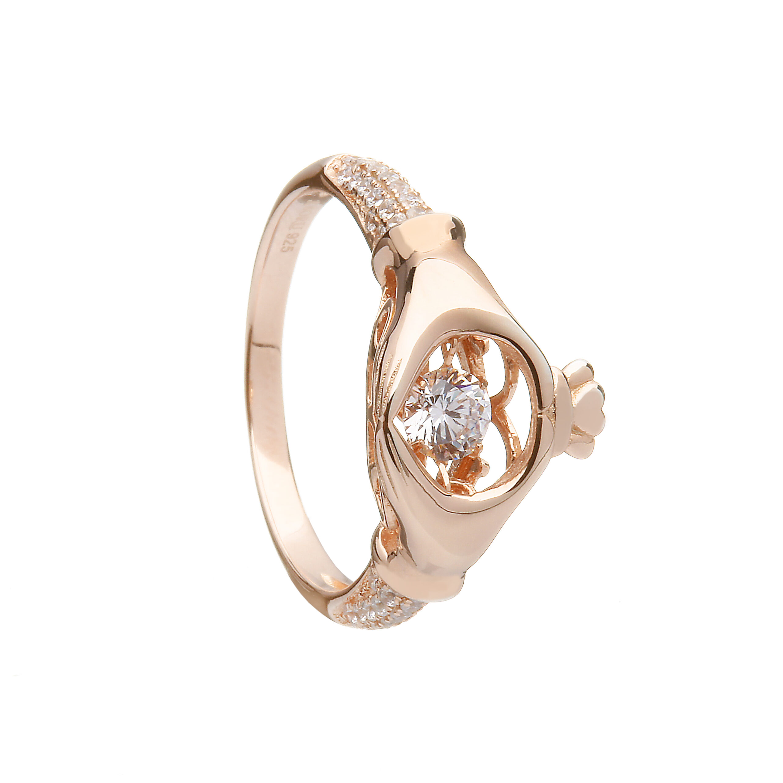 Sterling Silver and Rose Gold Contemporary Claddagh Ring – All Celtic  Jewellery