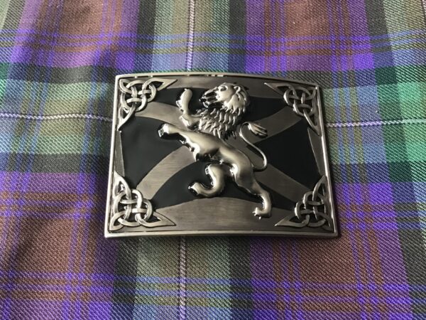 Rampant Lion with Black Enamel Kilt Buckle