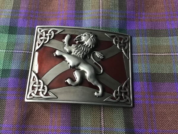 Rampant Lion on Green Enamel Kilt Buckle