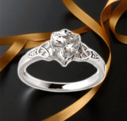 Contemporary Stone Set Silver Claddagh Ring