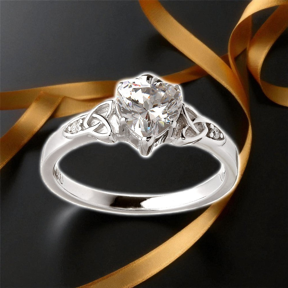 Contemporary Stone Set Silver Claddagh Ring