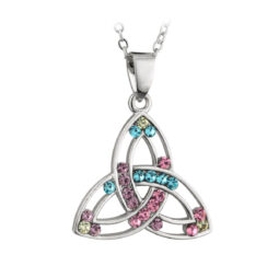 TRINITY KNOT PENDANT RHODIUM PLATED WITH CRYSTAL SETTING