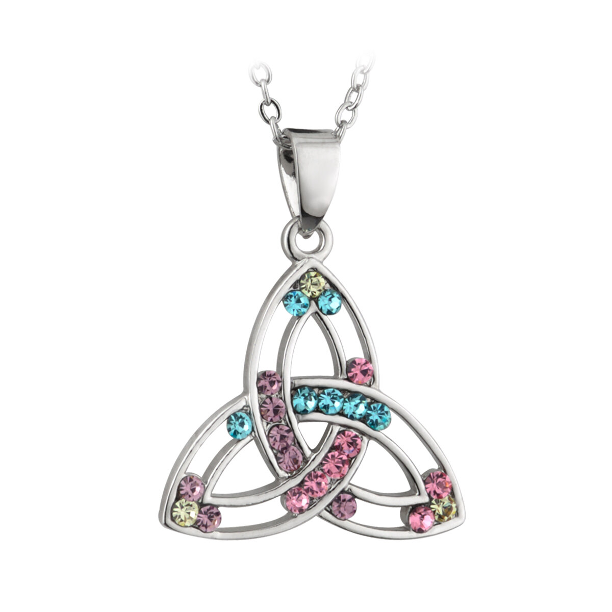 TRINITY KNOT PENDANT RHODIUM PLATED WITH CRYSTAL SETTING
